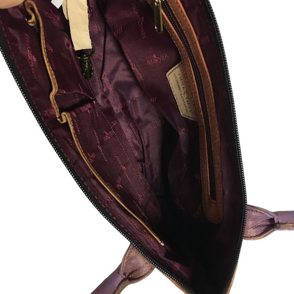 Anuschka  NEVER USED Handpainted Leather Shoulder Bag Floral Peacock - Picture 6 of 10